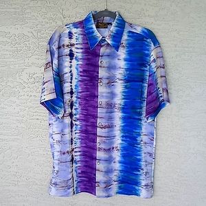 Monzini Collection Men's Short Sleeve Tie Dye Shirt Size M